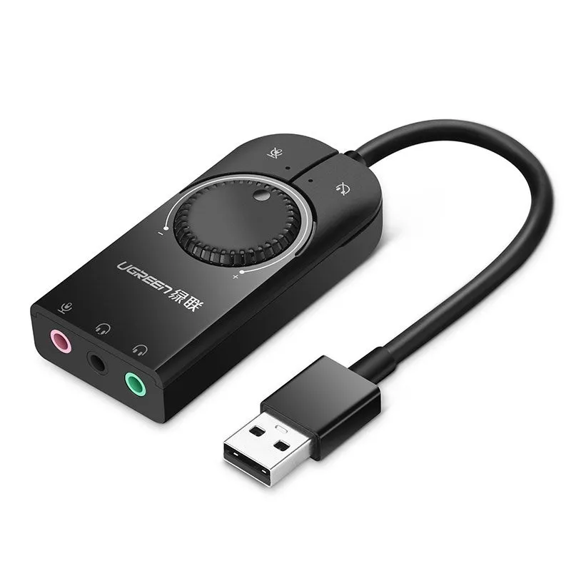 External Soundcard Adapter | With Volume Control & Mic Mute Button ...